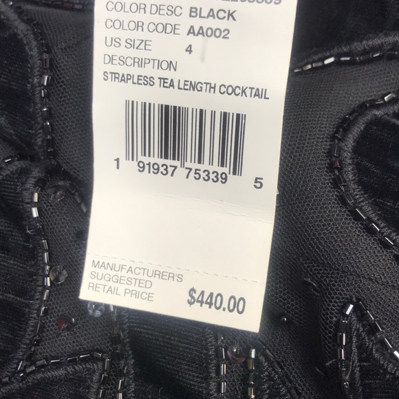 Aidan Mattox strapless embroidered tea length cocktail dress - Picture 4 of 6